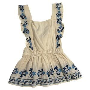 NWT Old Navy Apron Style Embroidered Flower Top Girls 10-12